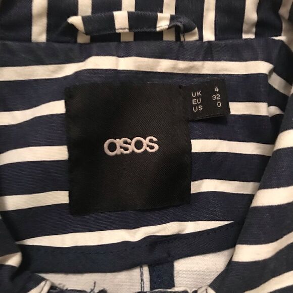 ASOS women’s sz 0 blue white stripe zip up jacket - Picture 2 of 4